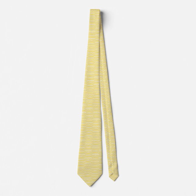 Yellow Mod Geometric With White Tie (Front)