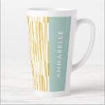 Yellow modern abstract pattern personalised gift c latte mug<br><div class="desc">Yellow and turquoise blue modern abstract pattern personalised gift mug design.</div>