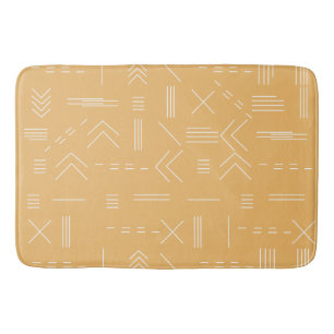 Yellow Modern Boho Geometric Custom Monogram Bath Mat
