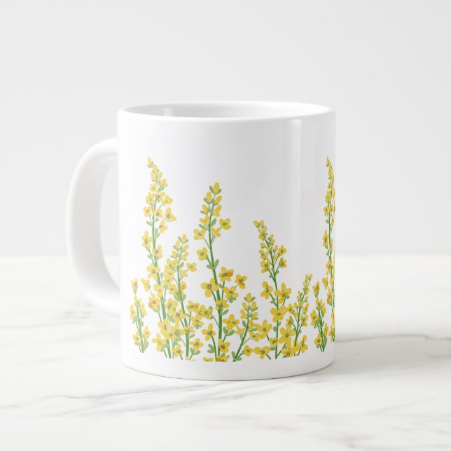 Yellow Modern Citrine Floral Blooms  Large Coffee Mug (Front Left)