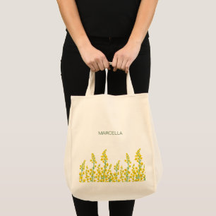 Yellow Modern Citrine Floral Blooms Tote Bag