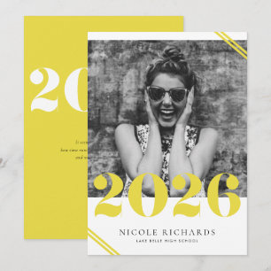 Yellow Modern Class of 2024 Photo Graduation Invitation