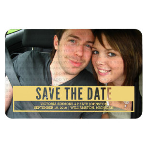 Yellow Modern Cut Out Save the Date Magnet