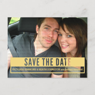 Yellow Modern Cut Out Save the Date Postcard