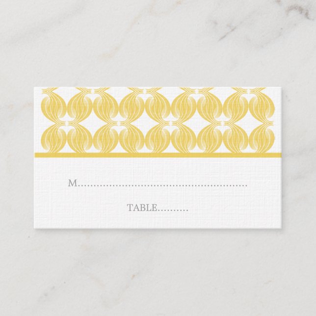 Yellow Modern Deco Place Card (Front)