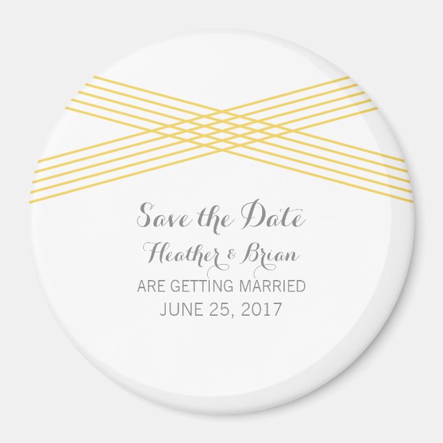 Yellow Modern Deco Save the Date Magnet (Front)