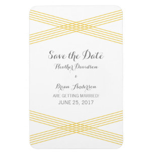 Yellow Modern Deco Save the Date Magnet