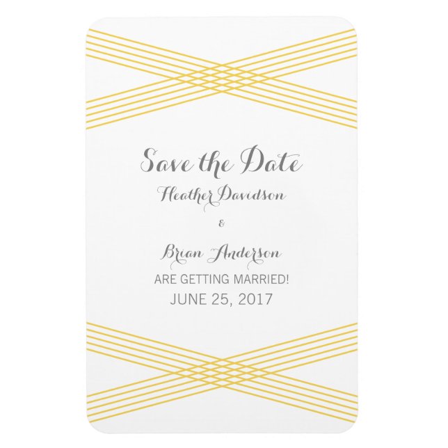 Yellow Modern Deco Save the Date Magnet (Vertical)