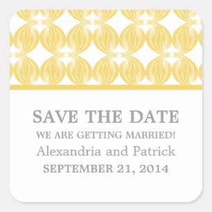 Yellow Modern Deco Save the Date Stickers