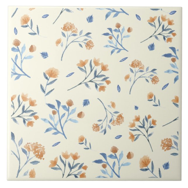 Yellow Modern Farmhouse Wildflower Ceramic Tile (Front)