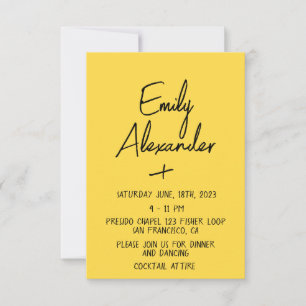 Yellow Modern, Fun Wedding Invitation