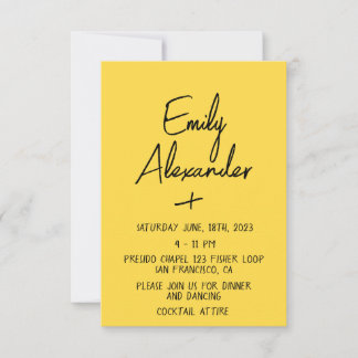 Yellow Modern, Fun Wedding Invitation