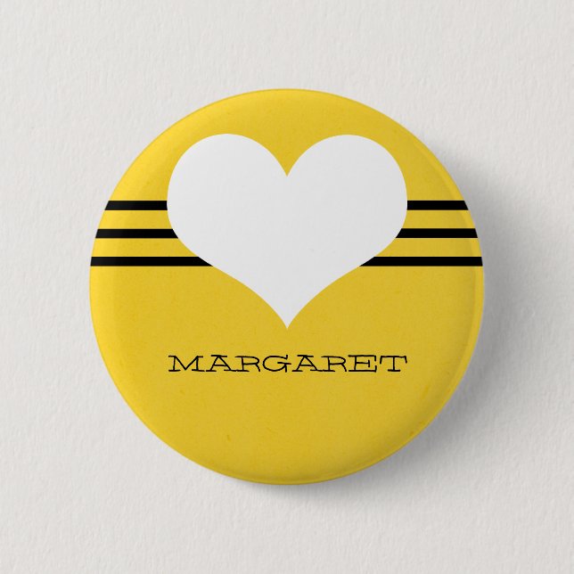 Yellow Modern Heart Button (Front)