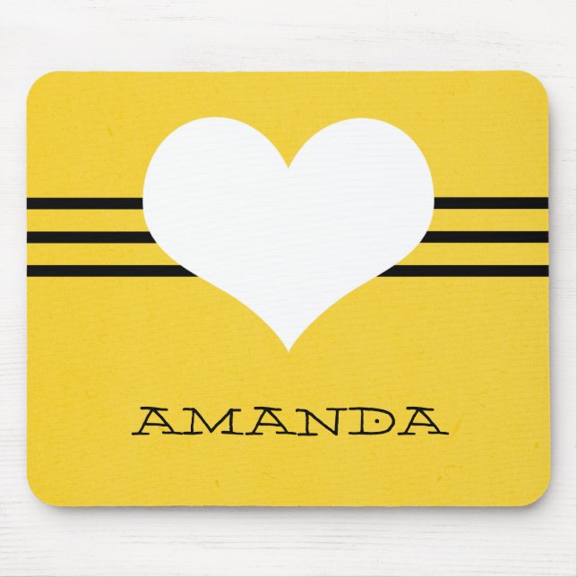 Yellow Modern Heart Mousepad (Front)