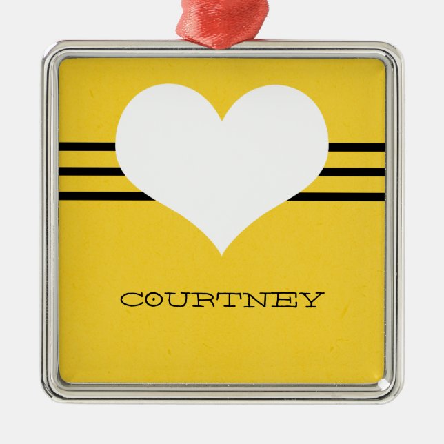 Yellow Modern Heart Ornament (Front)