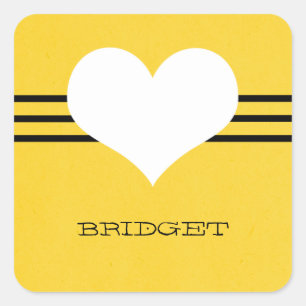 Yellow Modern Heart Stickers