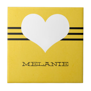 Yellow Modern Heart Tile