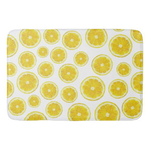 Yellow modern lemon slice fresh fruit bath mat
