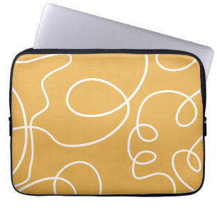 Yellow Modern Minimal Line Brush Strokes Laptop Sleeve