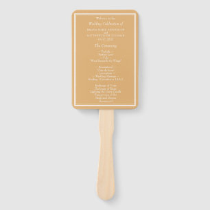 Yellow Modern Minimalist Border Wedding Program Hand Fan