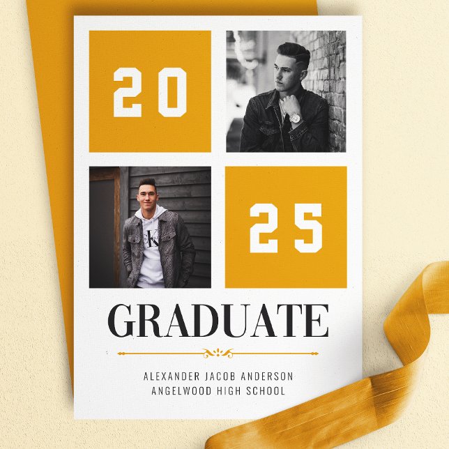Yellow Modern Photo Collage Grad Announcement (Creator Uploaded)