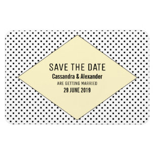 Yellow Modern Polka Dots Save the Date Magnet