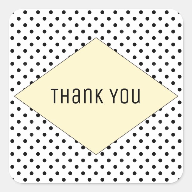 Yellow Modern Polka Dots Wedding Thank You Square Sticker (Front)