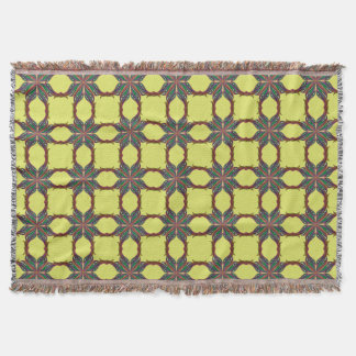 Yellow modern psychedelic mandala pattern throw blanket