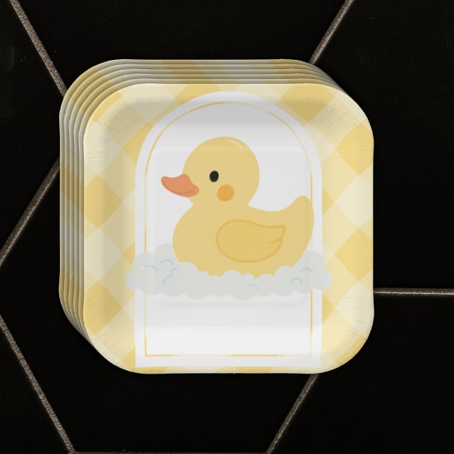 Yellow Modern Rubber Ducky Baby Shower Paper Plate (Creator Uploaded)