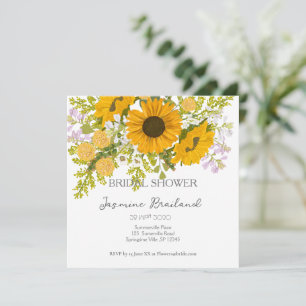 Yellow Modern Sunflowers Bouquet Bridal Shower Save The Date