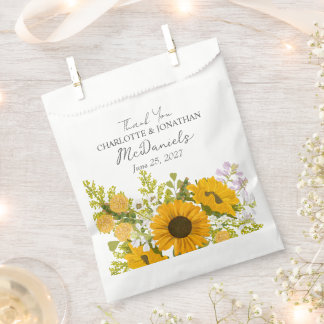 Yellow Modern Sunflowers Bouquet Wedding Favour Bags