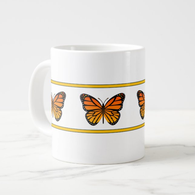 Yellow Monarch (Bridget Collection) Large Coffee Mug (Front Left)