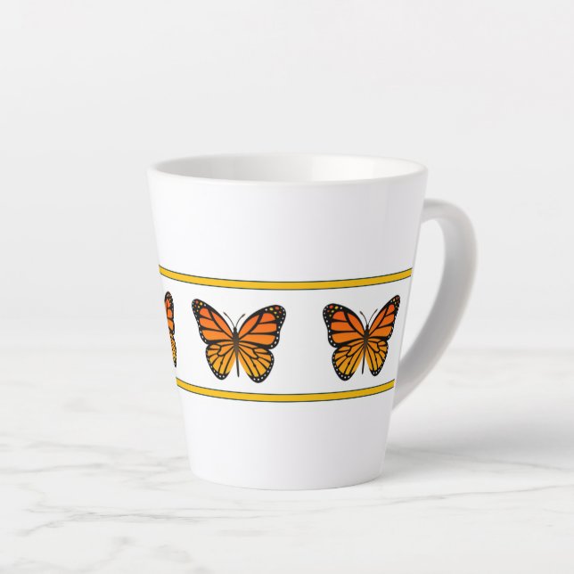 Yellow Monarch (Bridget Collection) Latte Mug (Right Angle)