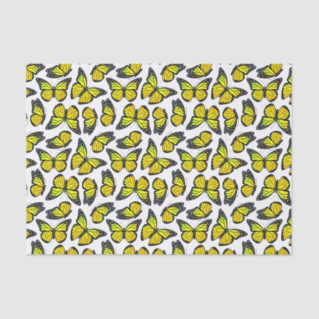 Yellow Monarch Butterfly Pattern Tissue Paper (Front)