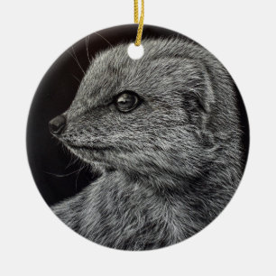 Yellow Mongoose Ceramic Tree Decoration