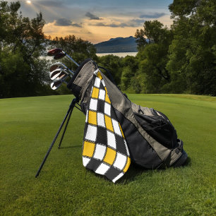 Yellow Monochrome Checks Golf Towel