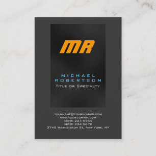 Yellow Monogram Grey Blue Chubby Business Card