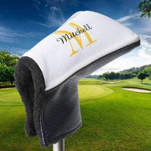 Yellow Monogram Initial and Name Personalised Golf Head Cover