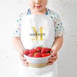Yellow Monogram Initial and Name Personalised Kids Apron<br><div class="desc">Custom designed child's apron, perfect for your little chef in training! Personalise it with her monogram name and initial or other custom text. Click Customise It to change fonts and colours or add more text or images to create a special one of a kind gift. Also available in adult sized...</div>