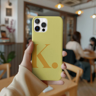 Yellow Monogram Letter Basic Colour Minimalist iPhone 15 Pro Case