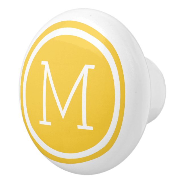 Yellow Monogram Personalised Drawer Knob (Right)