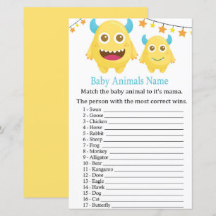 Yellow Monster Baby Animals Name Game