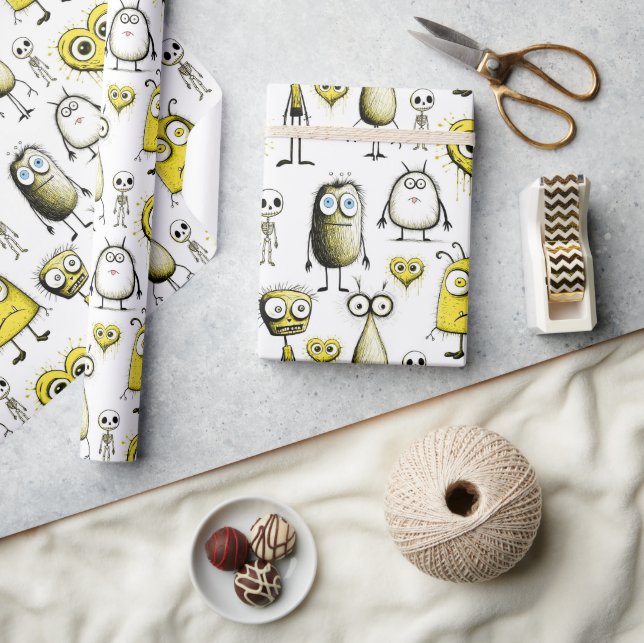 Yellow Monsters Wrapping Paper (Crafts)