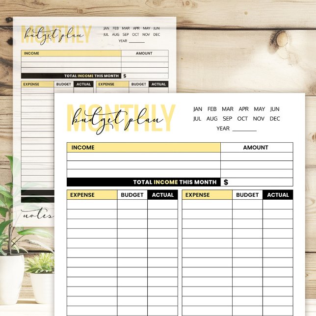 Yellow Monthly Budget Plan of Income and Expenses Notepad (Creator Uploaded)