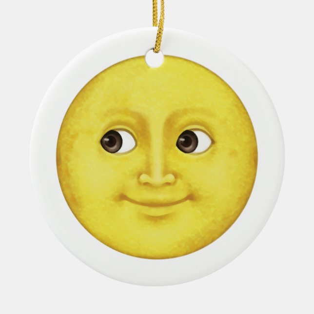 Yellow Moon - Emoji Ceramic Tree Decoration (Front)