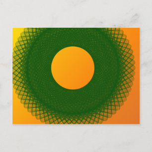 yellow moon in green postcard