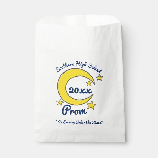 Yellow Moon Stars Night Sky Prom Gala Dance Favour Bags (Front)