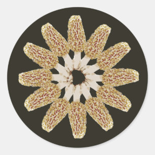 Yellow Morel Mandala Sticker Morchella esculenta