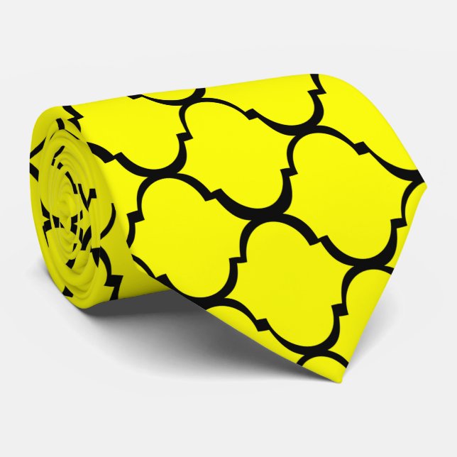 Yellow Moroccan Design Tie (Rolled)