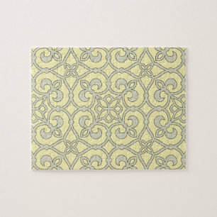 Yellow Moroccan Lattice Ornate Pattern Jigsaw Puzzle
